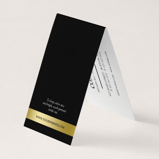 ロエレガントゴフェイク白黒と金ゴールドロゴつるラベル 名刺 (裏面)