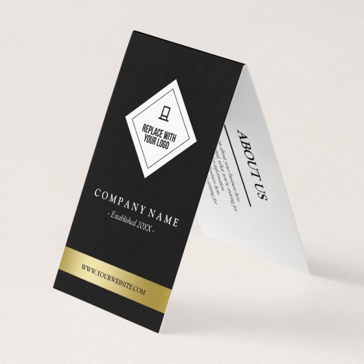 ロエレガントゴフェイク白黒と金ゴールドロゴつるラベル 名刺 (正面)