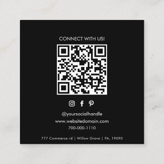 ロエレガントゴフォーマルQRコード スクエア名刺 (裏面)