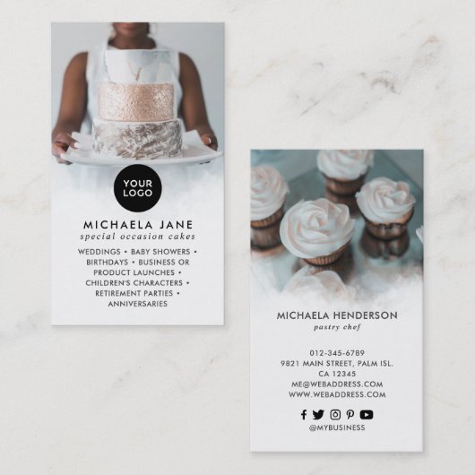 ロエレガントゴ2写真サービスとソーシャルメディア 名刺 (正面/裏面)