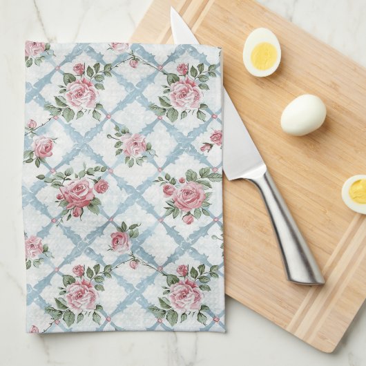 ロエレガントマンヴィンテージ素朴レトロフローラ キッチンタオル (四つ折り)