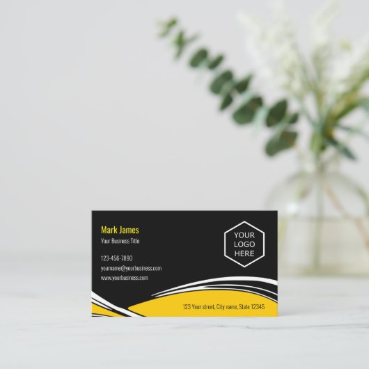 ロカスタムゴと文字イエロー自動名刺 名刺 (スタンド正面)