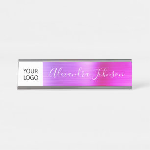 ロカスタムゴエグゼクティブパープルピンクプロフェッショナル デスクネームプレート