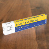 ロカスタムゴモダンネイビーブルーとイエロー デスクネームプレート (側面)