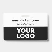 ロカスタムゴ社員シンプルの白い黒の名前 バッジ (表面)