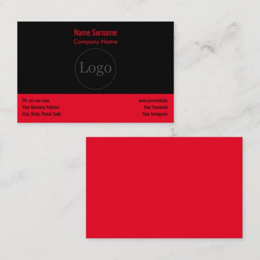 ロカスタムゴ&モダン赤の名刺 名刺 (正面/裏面)