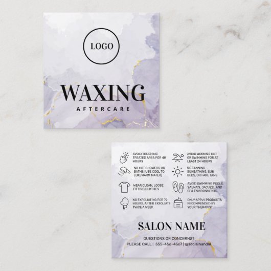 ロカスタムゴ（紫色のワックシング・アフターケア）  スクエア名刺 (正面/裏面)