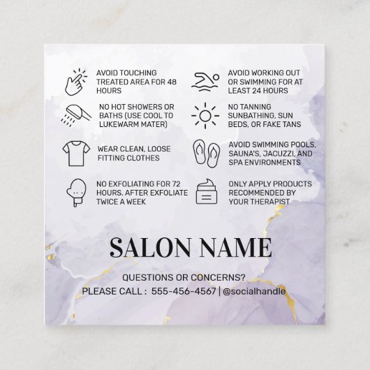 ロカスタムゴ（紫色のワックシング・アフターケア）  スクエア名刺 (裏面)