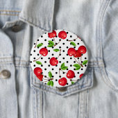 ロカビリーさくらんぼ水玉模様オンホワイト 缶バッジ (インサイチュ)