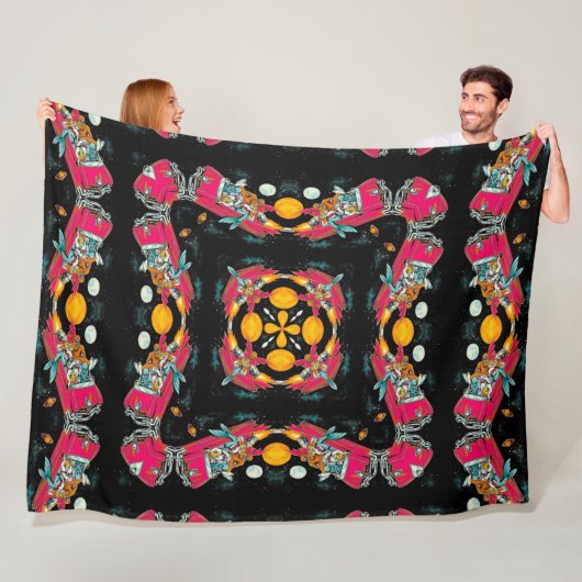 ロカビリーのサイケデリックな外国の宇宙の乗車の曼荼羅 フリースブランケット (インサイチュ)