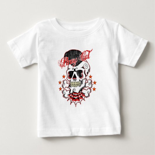 ロカビリーのスカル ベビーTシャツ (正面)