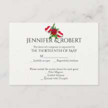 ロカビリーのハートおよびばら色の結婚式の応答カード