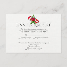 ロカビリーのハートおよびばら色の結婚式の応答カード 出欠カード