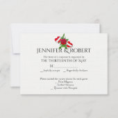 ロカビリーのハートおよびばら色の結婚式の応答カード 出欠カード (正面)