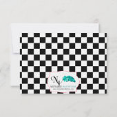 ロカビリーのハートおよびばら色の結婚式の応答カード 出欠カード (裏面)