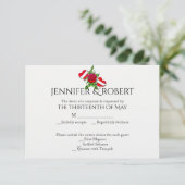 ロカビリーのハートおよびばら色の結婚式の応答カード 出欠カード (スタンド正面)