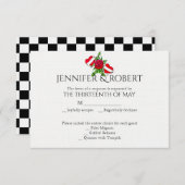 ロカビリーのハートおよびばら色の結婚式の応答カード 出欠カード (正面/裏面)