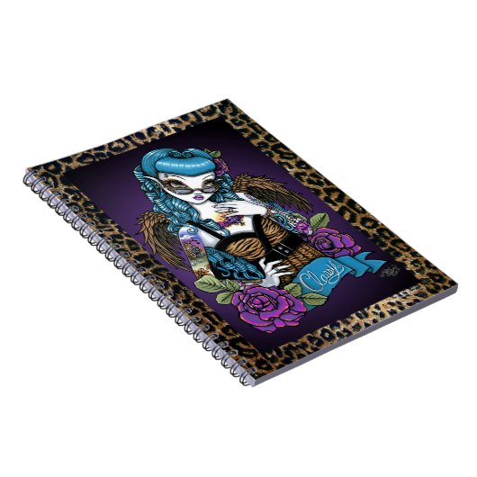 ロカビリーのベビーの入れ墨のヒョウの天使のノート ノートブック (右側)