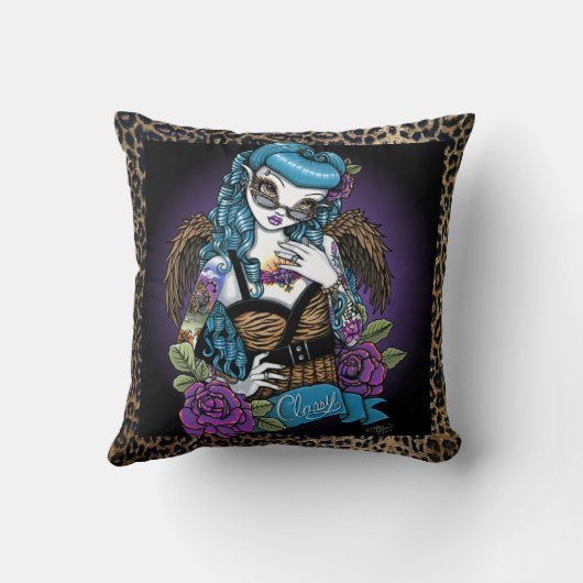 ロカビリーのベビーの入れ墨の天使の装飾用クッション クッション (裏面)