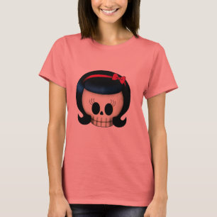 ロカビリーの女の子のスカル Tシャツ