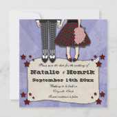 ロカビリーの結婚式、5.25x5.25は日付を救います セーブザデート (正面)