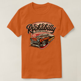 ロカビリースタイルのホットロッドクラシックカー Tシャツ