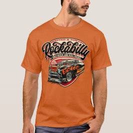 ロカビリースタイルのホットロッドクラシックカー Tシャツ