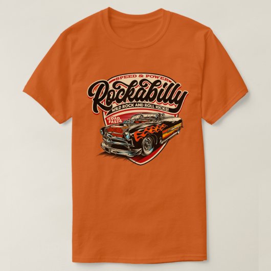 ロカビリースタイル改造クラシック車 Tシャツ (デザイン正面)