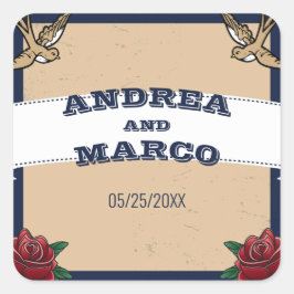 ロカビリータトゥーゴシックの目的地の結婚式 スクエアシール