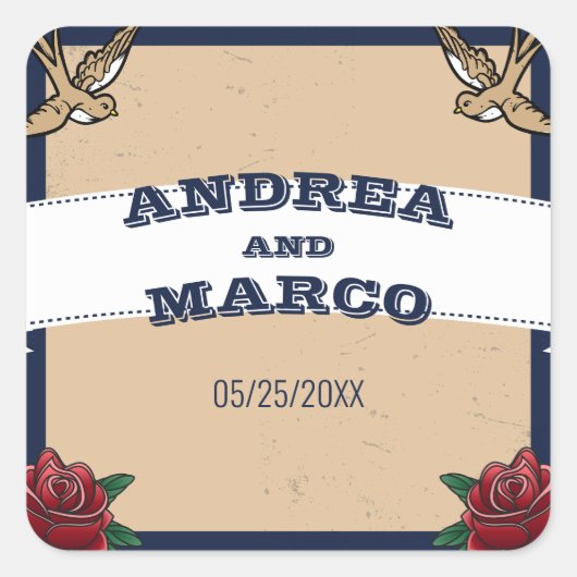 ロカビリータトゥーゴシックの目的地の結婚式 スクエアシール (正面)