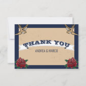 ロカビリータトゥー結婚ゴシック サンキューカード (裏面)