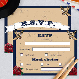 ロカビリーチケットロックアンドロールウェディングRSVP 出欠カード