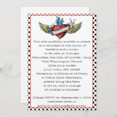 ロカビリーハートタトゥースタイルゴシック結婚ズ 招待状 (正面/裏面)