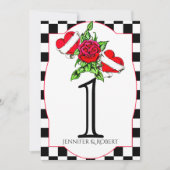 ロカビリーハート結婚バラのテーブル番号 招待状 (正面)