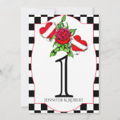 ロカビリーハート結婚バラのテーブル番号 招待状 (裏面)