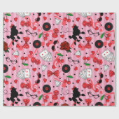 ロカビリープードルさくらんぼとサイコロ誕生日 ラッピングペーパー (フラット)
