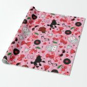 ロカビリープードルさくらんぼとサイコロ誕生日 ラッピングペーパー (アンロールド)