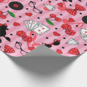 ロカビリープードルさくらんぼとサイコロ誕生日 ラッピングペーパー (角)