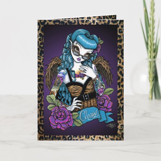 ロカビリーベビータトゥーエンジェルグリーティングカード カード (正面)