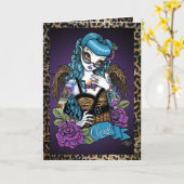 ロカビリーベビータトゥーエンジェルグリーティングカード カード (黄色い花)