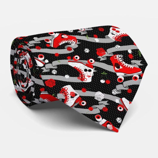 ロカビリーレトロローラスケートで滑るパターン ネクタイ (ロール)