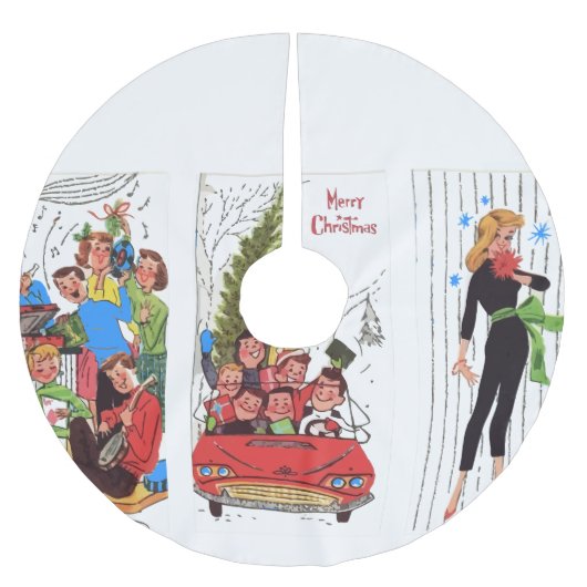 ロカビリーヴィンテージクリスマスツリースカート ブラッシュドポリエステルツリースカート (正面)