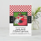 ロカビリー写真結婚の赤水玉模様黒 招待状 (スタンド正面)