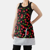 ロカビリー水玉模様さくらんぼブラックパーソナライズされた エプロン (インサイチュ)