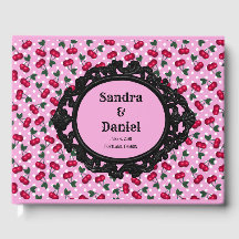 ロカビリー結婚ズゲストブックヴィンテージさくらんぼ