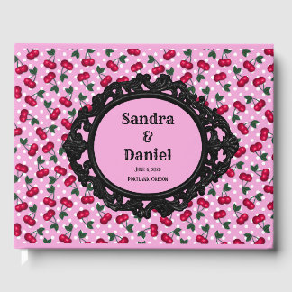 ロカビリー結婚ズゲストブックヴィンテージさくらんぼ ゲストブック