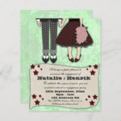 ロカビリー結婚、4.25x5.5婚約 招待状 (正面/裏面)