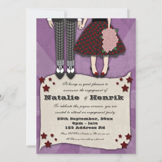 ロカビリー結婚、5.5時間365日婚約 招待状 (正面)