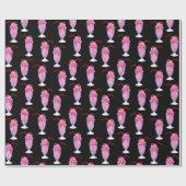ロカビリー50sダイナーピンクミルクシェイク誕生日 ラッピングペーパー (フラット)