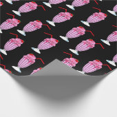 ロカビリー50sダイナーピンクミルクシェイク誕生日 ラッピングペーパー (角)